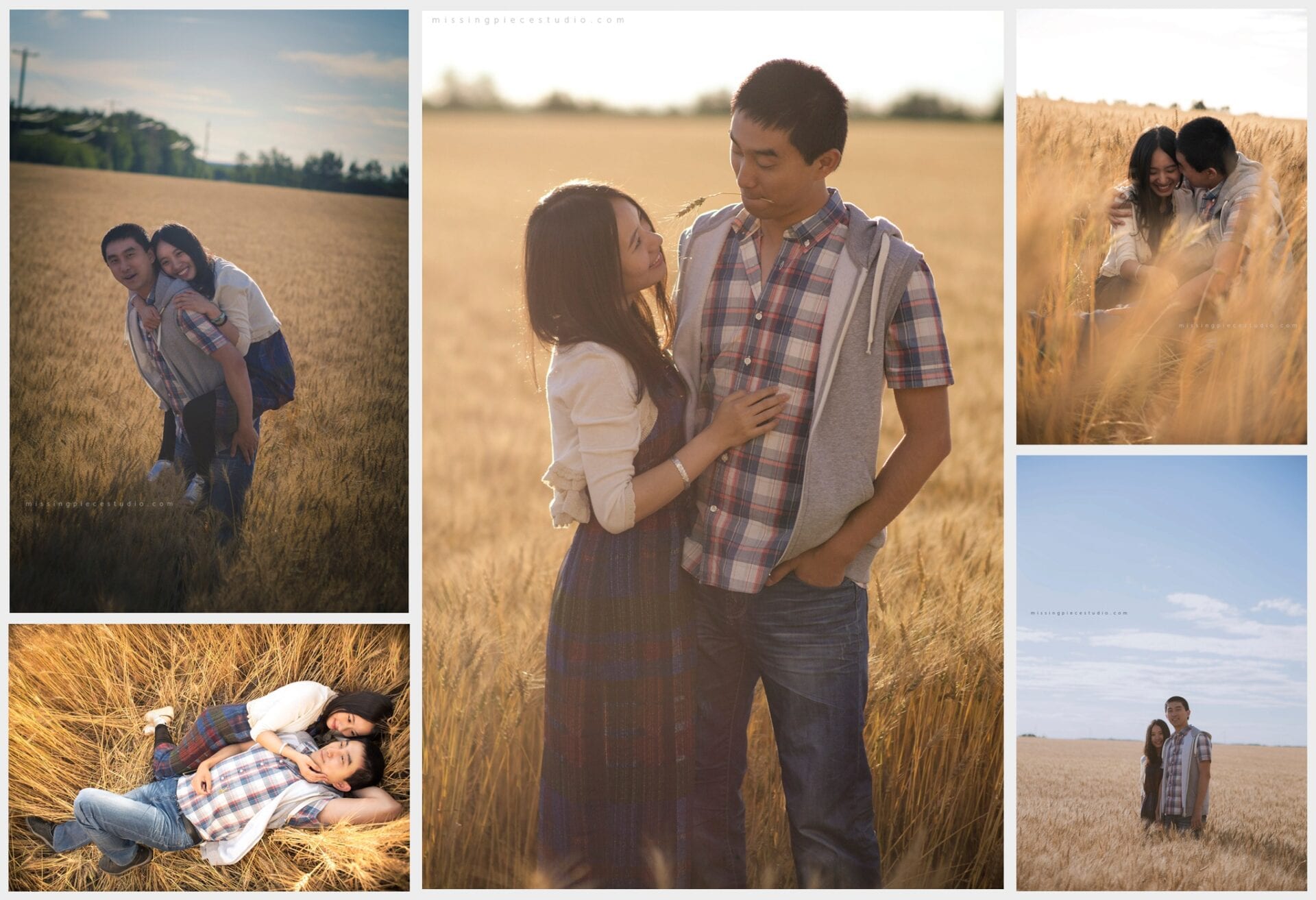 A couple walking down the beautiful Alberta Wheat Field in Edmonton