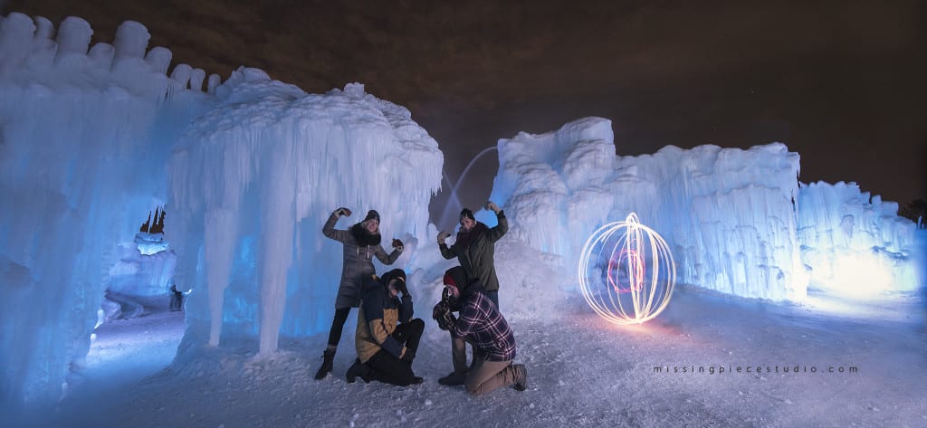Ice Castles Edmonton Alberta Winter Visit Hawrelak Park-light painting orb
