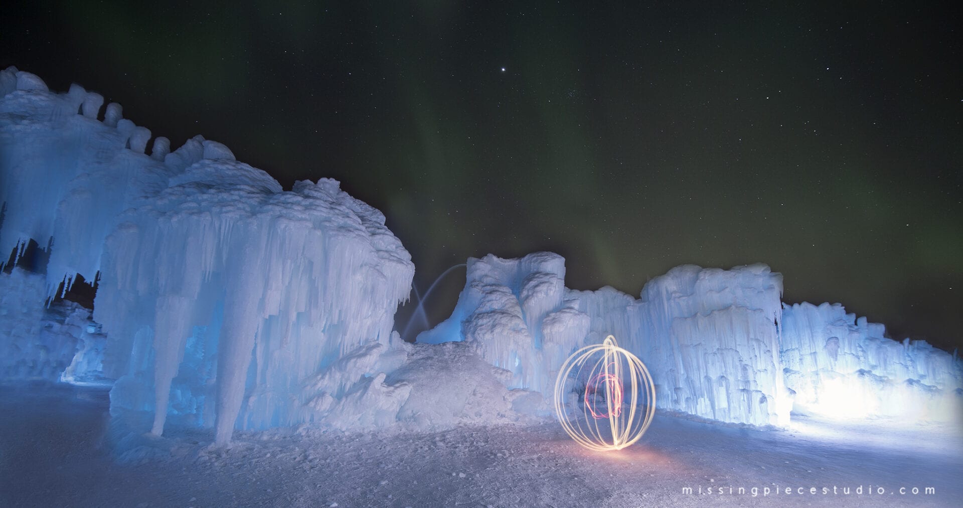 Northern lights under edmonton attraction ice castles